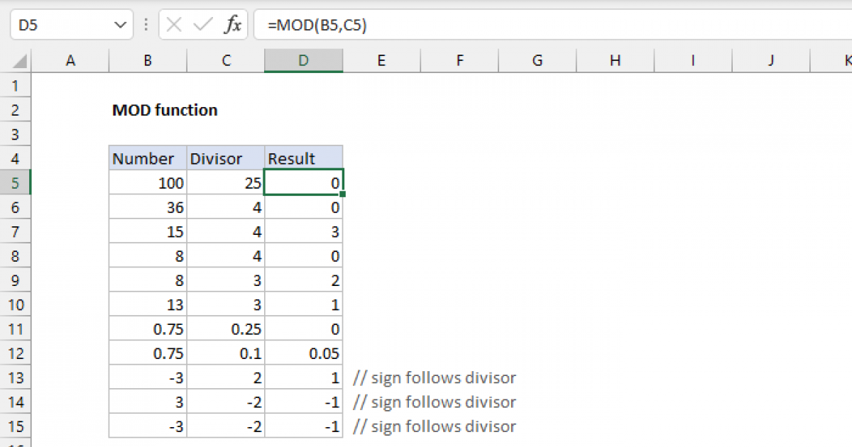 Excel Mod Function Exceljet 9701